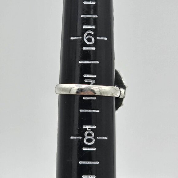 925 Sterling Silver Plt Round Citrine Ring Size 7.5 Bezel Setting Fine Jewelry - Picture 6 of 6